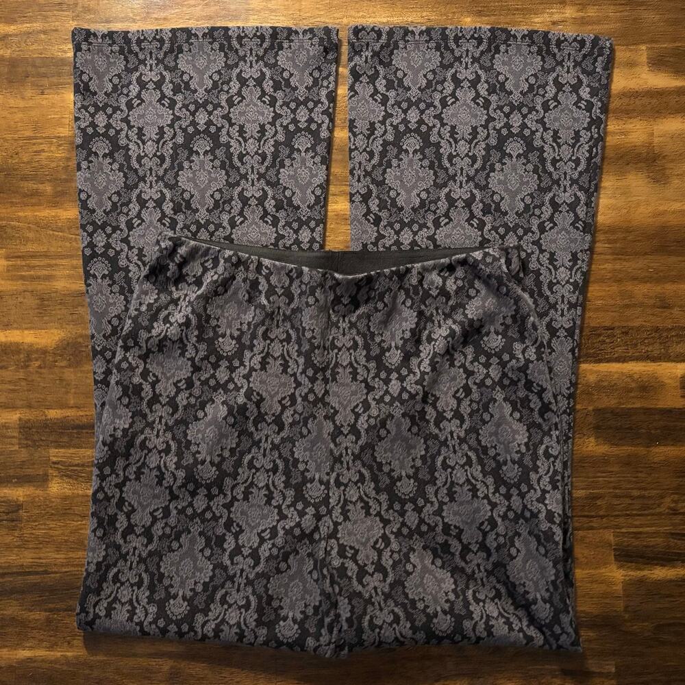 Soft Surroundings Black and Gray Patterned Boot Cut Pants